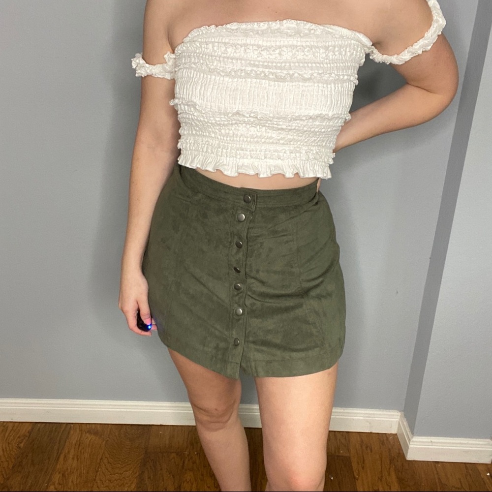 Forest Green button up skirt